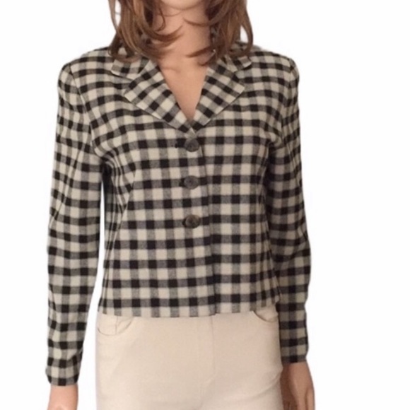 Vintage Don Caster silk checker plaid blazer - Picture 1 of 10